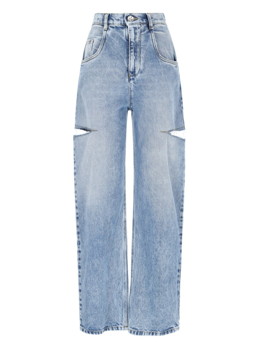 Maison Margiela Cut-Out Detail Jeans, In Blue Cotton
