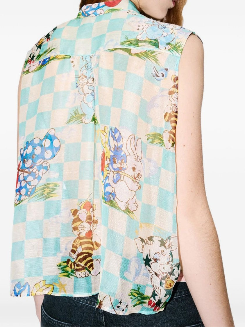 Kenzo Animal Print Lace-Up Sleeveless Jacket