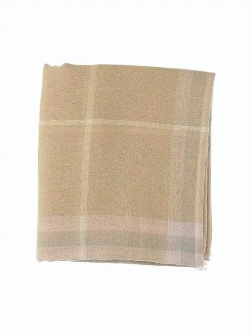 Burberry Beige Check Pattern Wool Scarf
