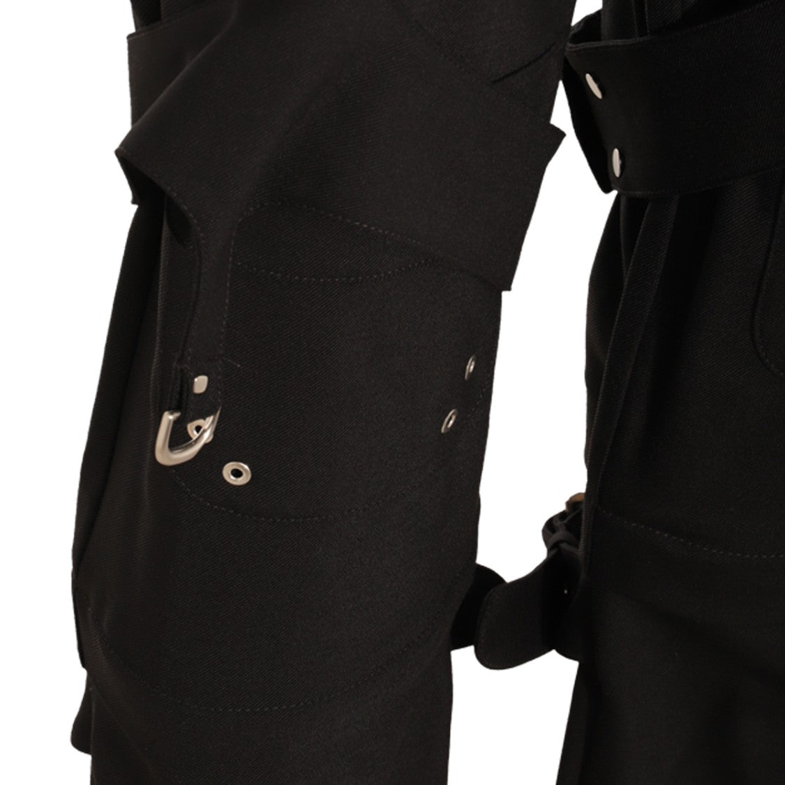 Off-White Black Virgin Wool Blend Cargo Pants With Zipped Knees And Utility Accents