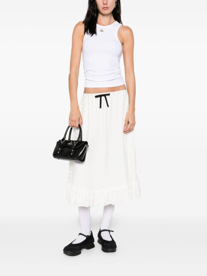 Vivienne Westwood White Ribbed Sleeveless Orb Emblem Top