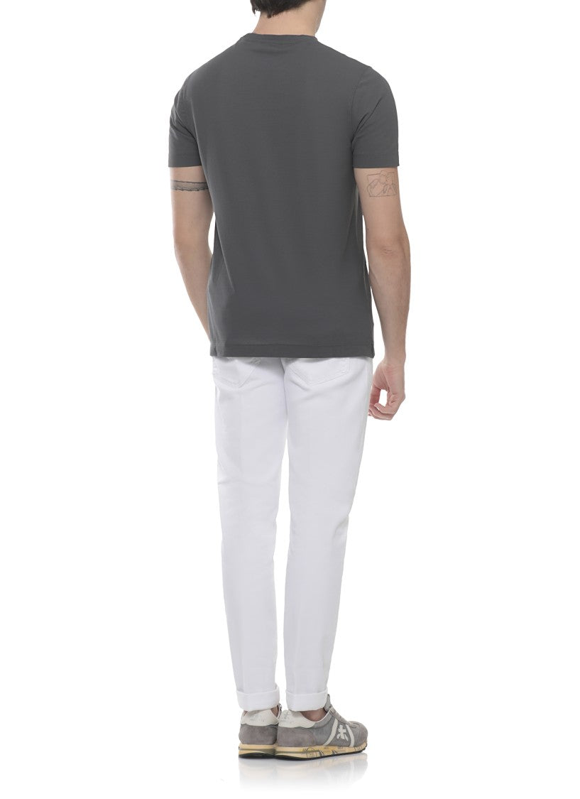 Zanone Grey Cotton Crewneck T-Shirt