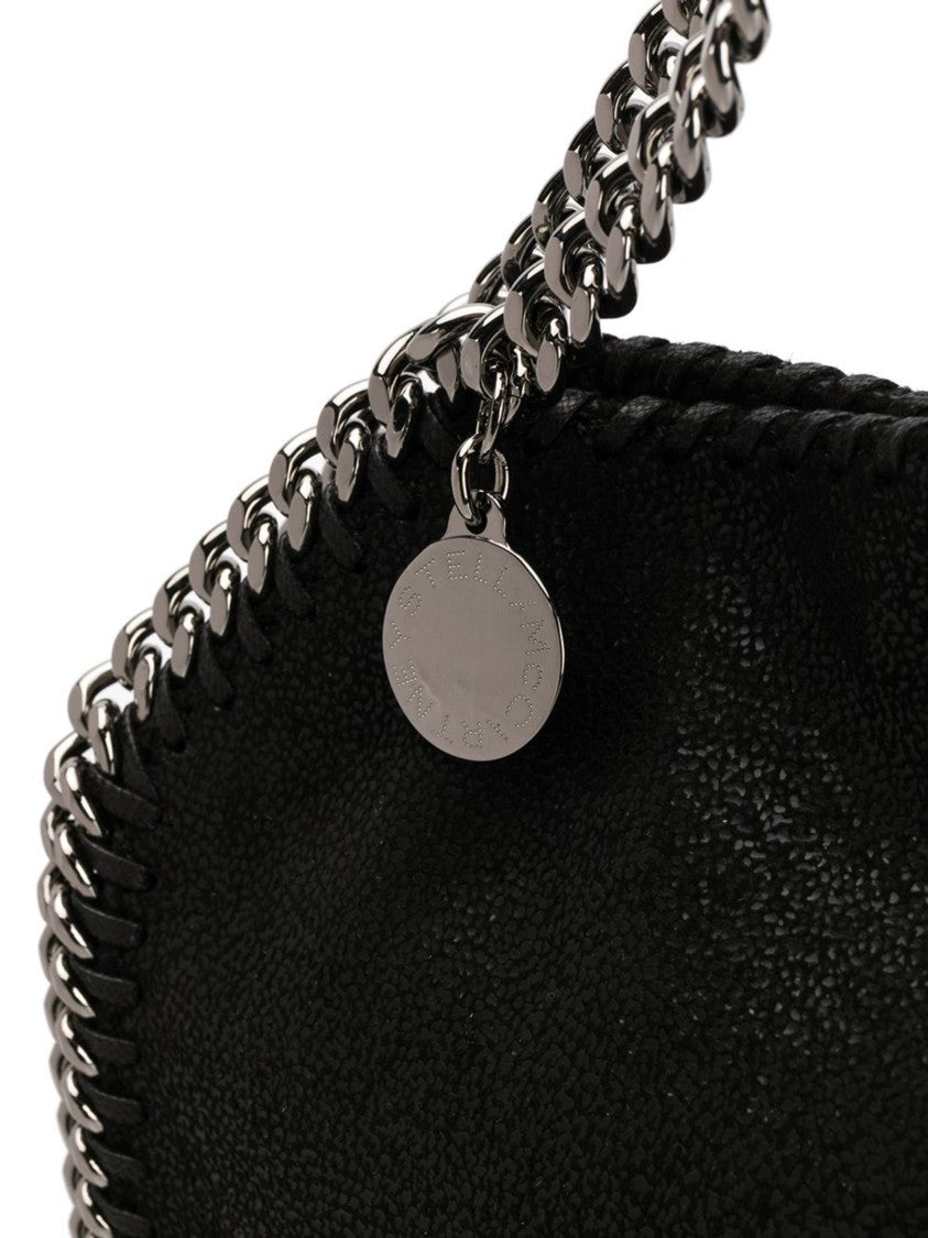 Stella Mccartney Black Silver Chain-Trimmed Shoulder Bag
