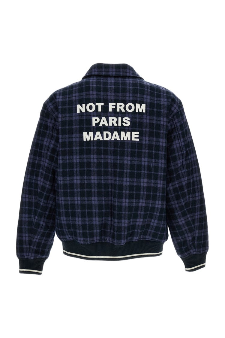 Drôle De Monsieur Checked Flannel Jacket With Signature Slogan