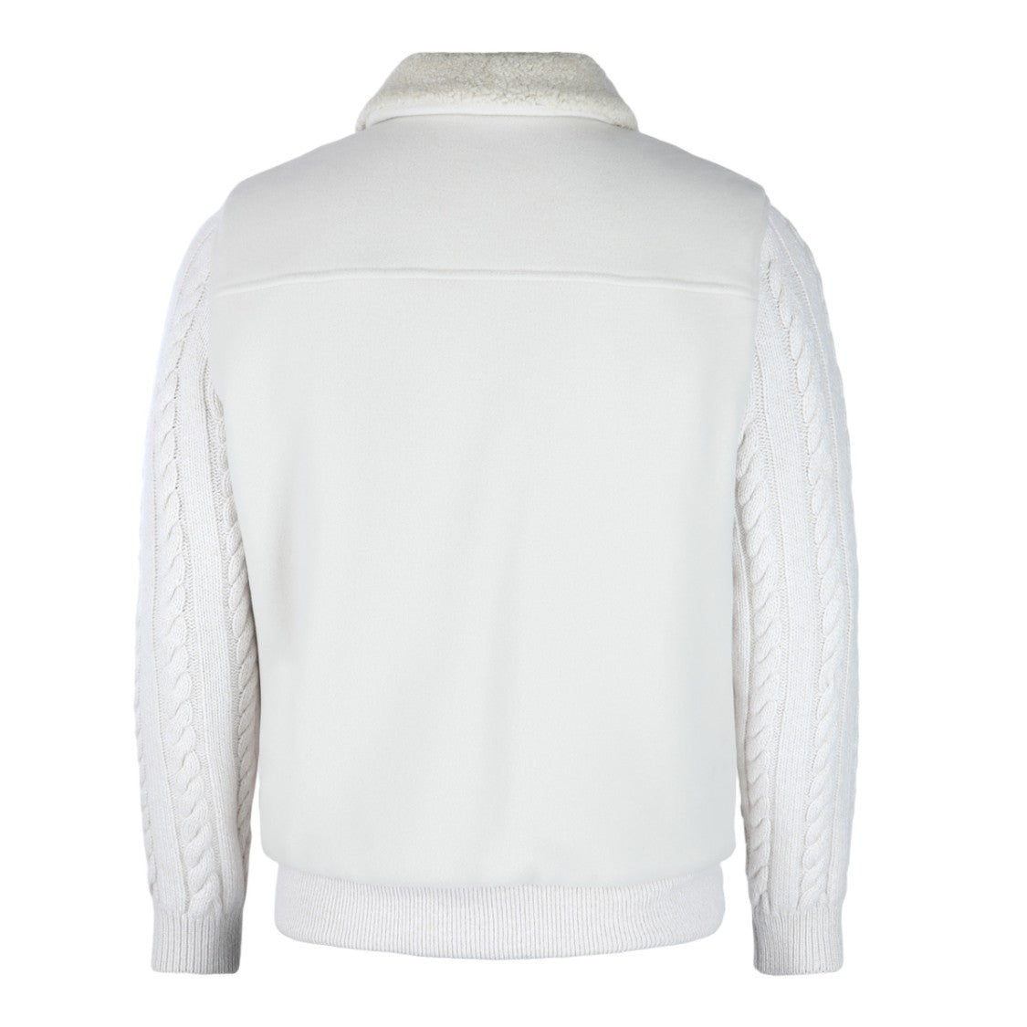 Eleventy Textured White Jacket With Plush Collar