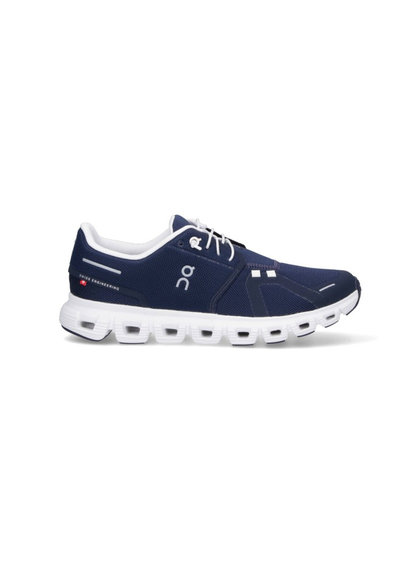 On Navy Blue Mesh Sneakers With Rounded Toe