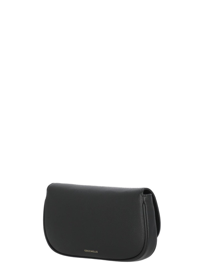 Coccinelle Textured Leather Shoulder Bag With Magnetic Closure