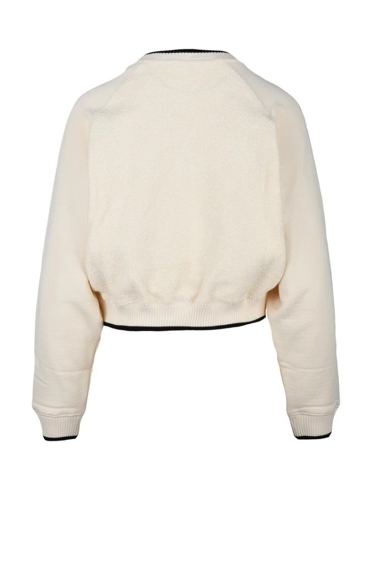 Tommy Hilfiger Cream Cotton Cropped Sweatshirt