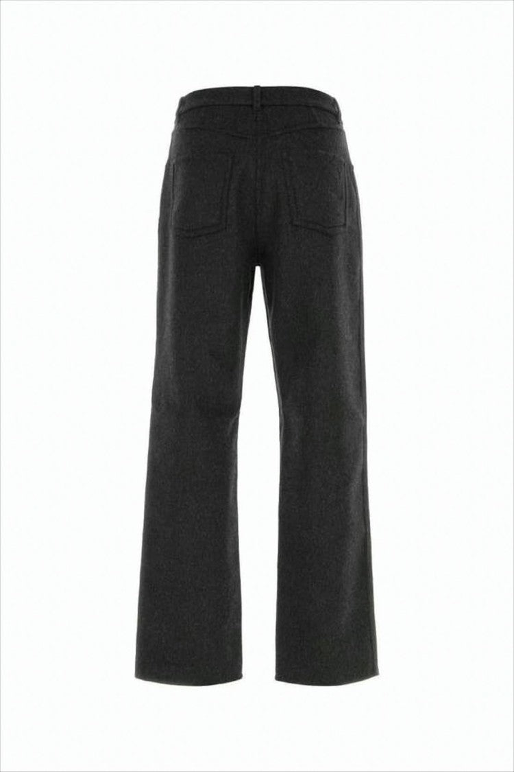 Ami Straight-Leg Black Pants With Mid-Rise Waist