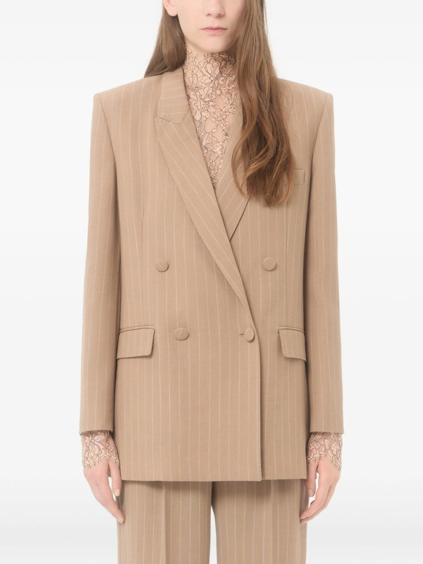 Valentino Double-Breasted Tailored Blazer With Pinstripes And Structured Shoulders