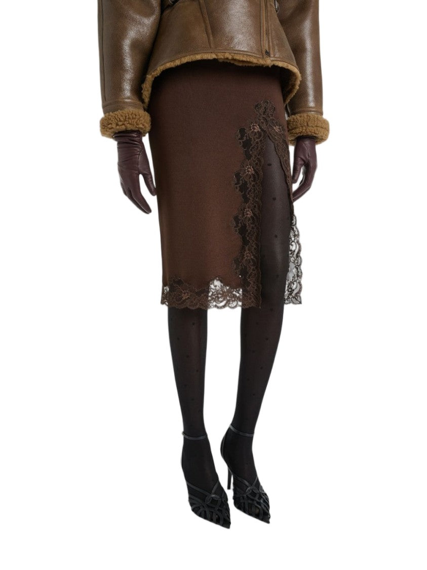 Balmain Lace Intricate Knee-Length Midi Skirt
