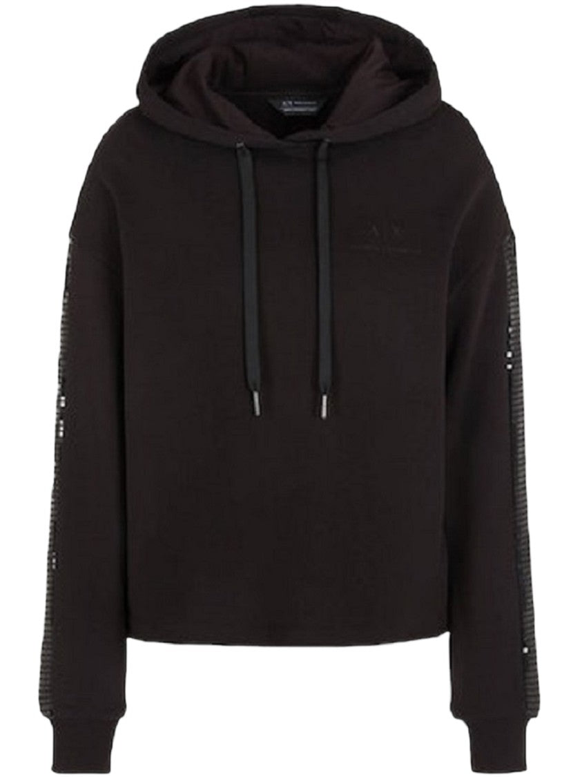 Armani Exchange Black Cotton Blend Hoodie