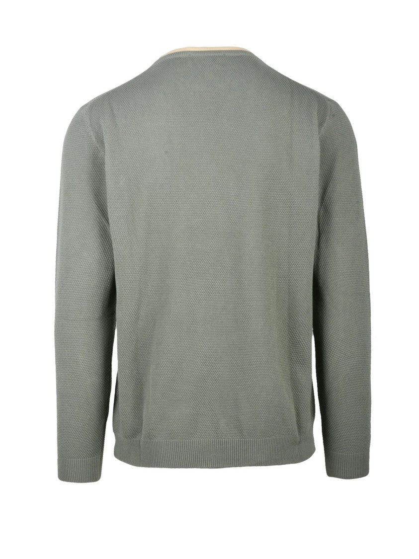 Daniele Fiesoli Sage Green Textured Cotton Pullover