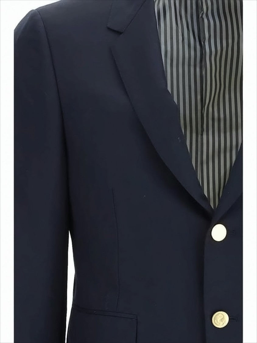 Thom Browne Tailored Black Wool Suit Jacket With Notched Lapel