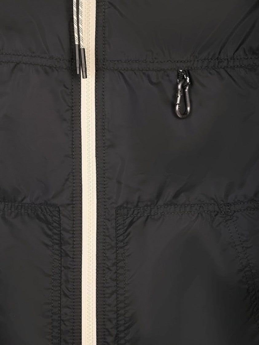Moncler Smooth Polyamide Jacket With Stand Collar And Vent Detail
