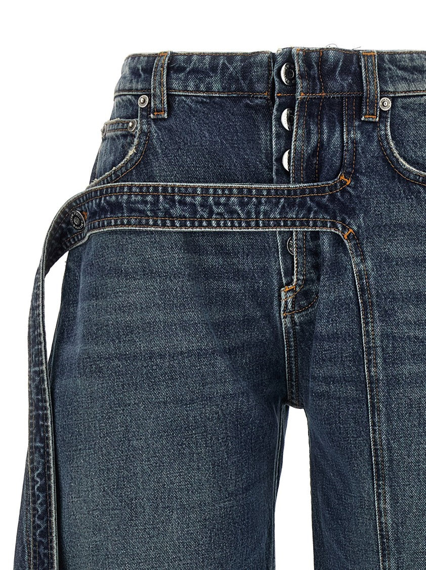 Jean Paul Gaultier 'The Blue Denim Strap' Wide Barrel Jeans