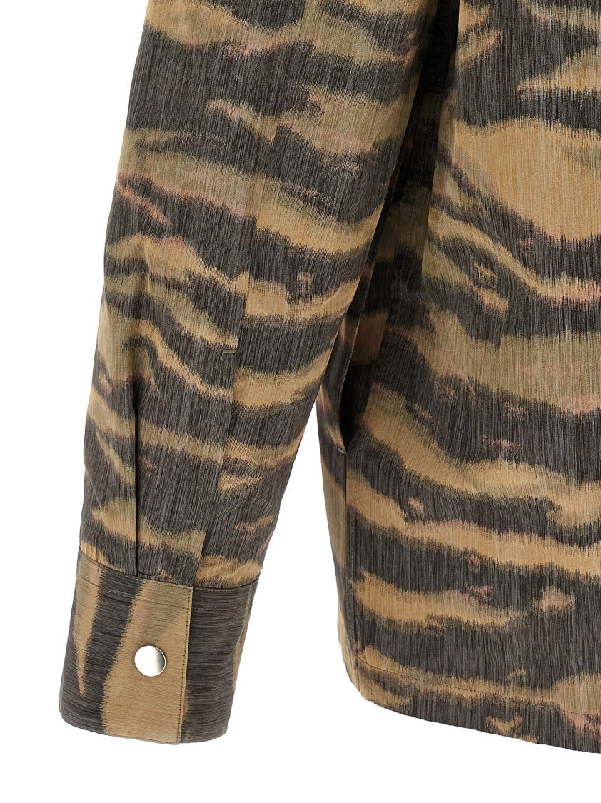 Jil Sander Technical Silk Chiné Camouflage Mélange Shirt