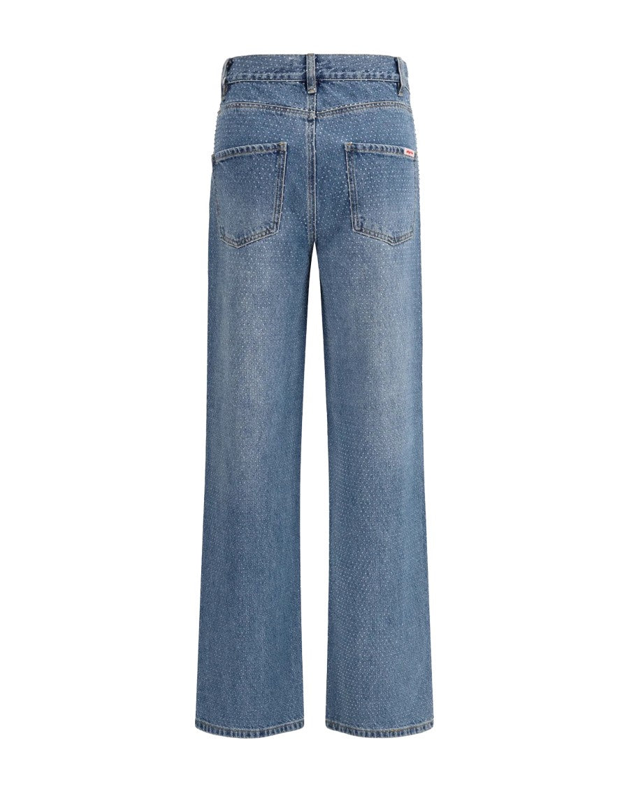 Self-Portrait Straight-Leg Jeans With Strass Inspired Detailing