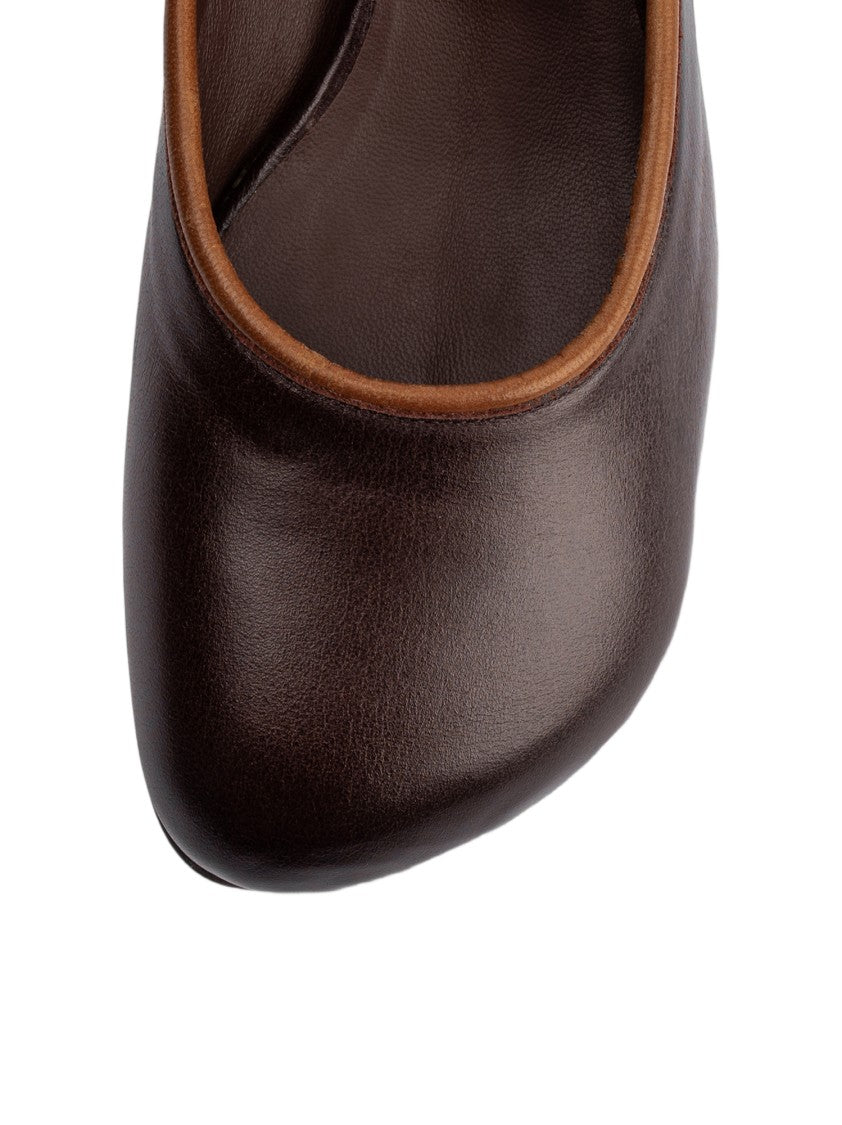Poeve Leather Open-Back Sculptural Heel Mules