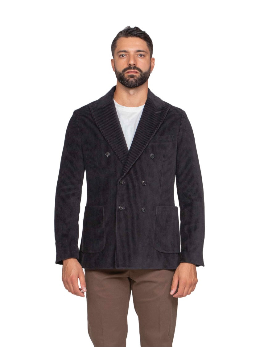 Circolo 1901 Double-Breasted Textured Corduroy Jacket With Wide Lapels
