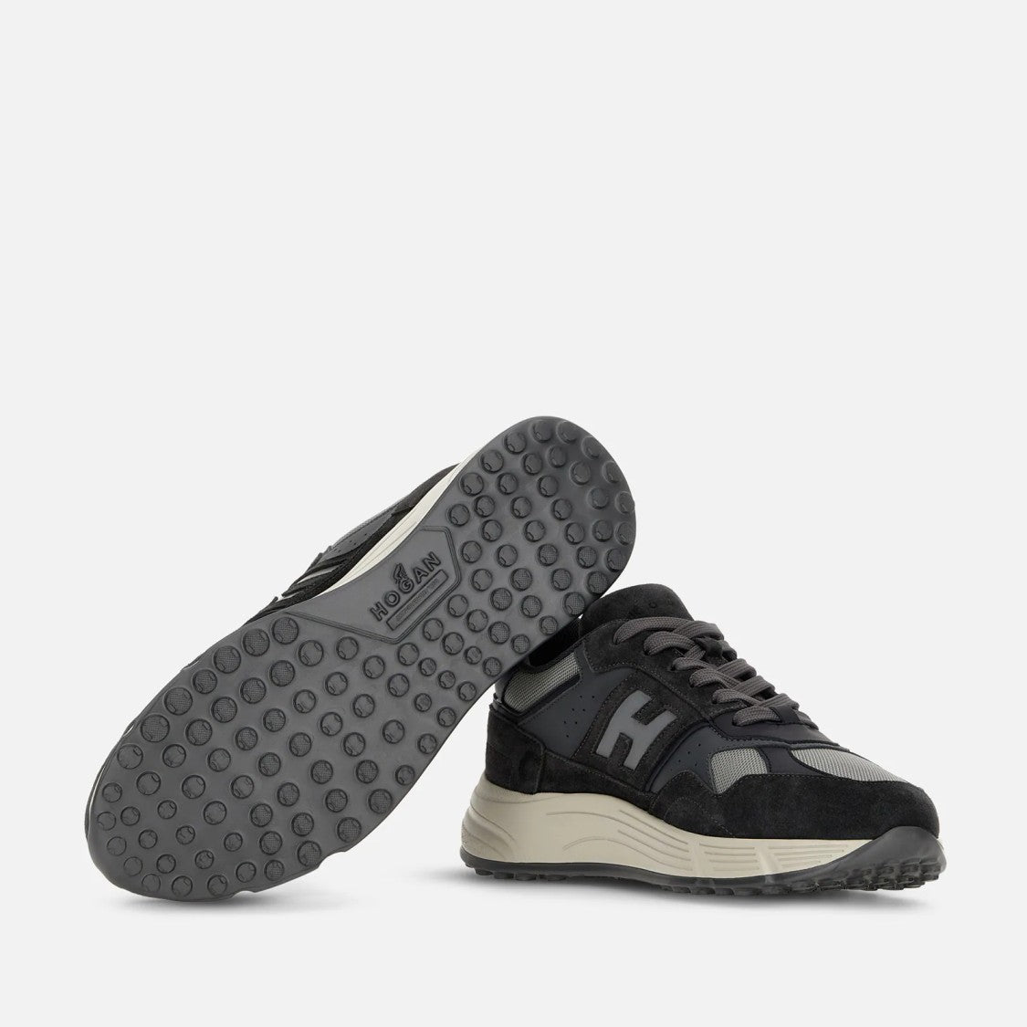 Hogan Sophisticated Lace-Up Sneakers With Calfskin Finish