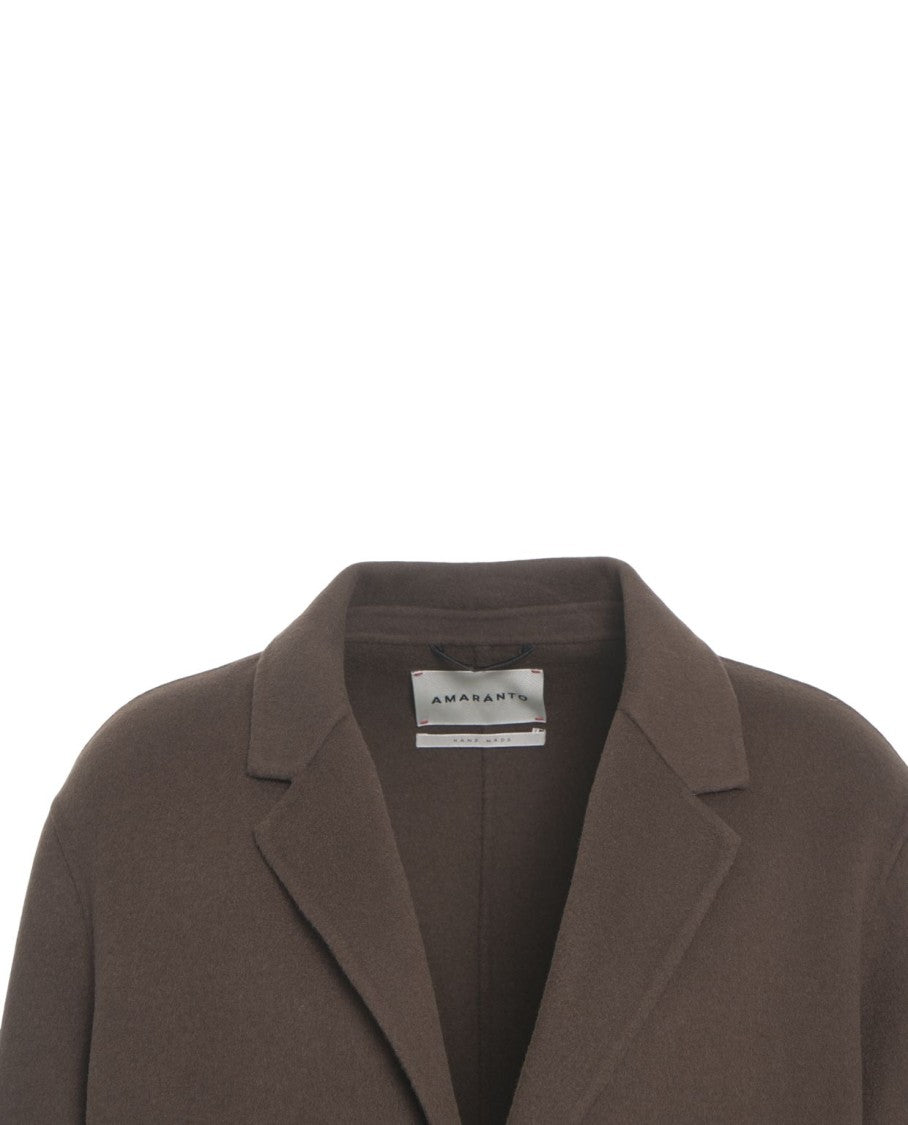 Amaranto Amaranth Cashmere Blend Long Coat With Shawl Collar And Hidden Pockets