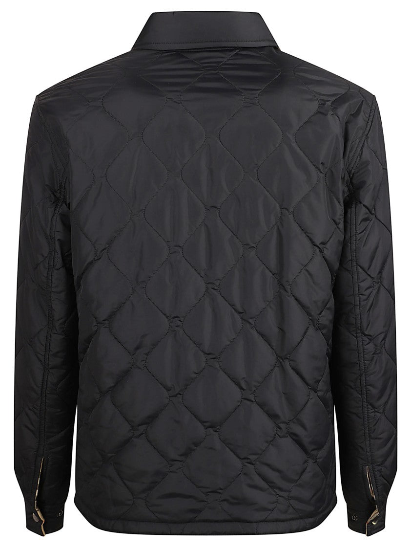 Burberry Quilted Button-Up Black Coat