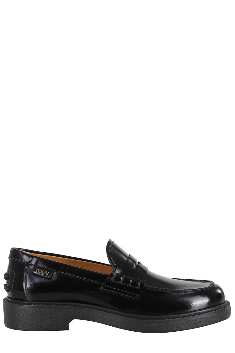 Tod's Polished Leather Loafers With Grommet-Detail Heel