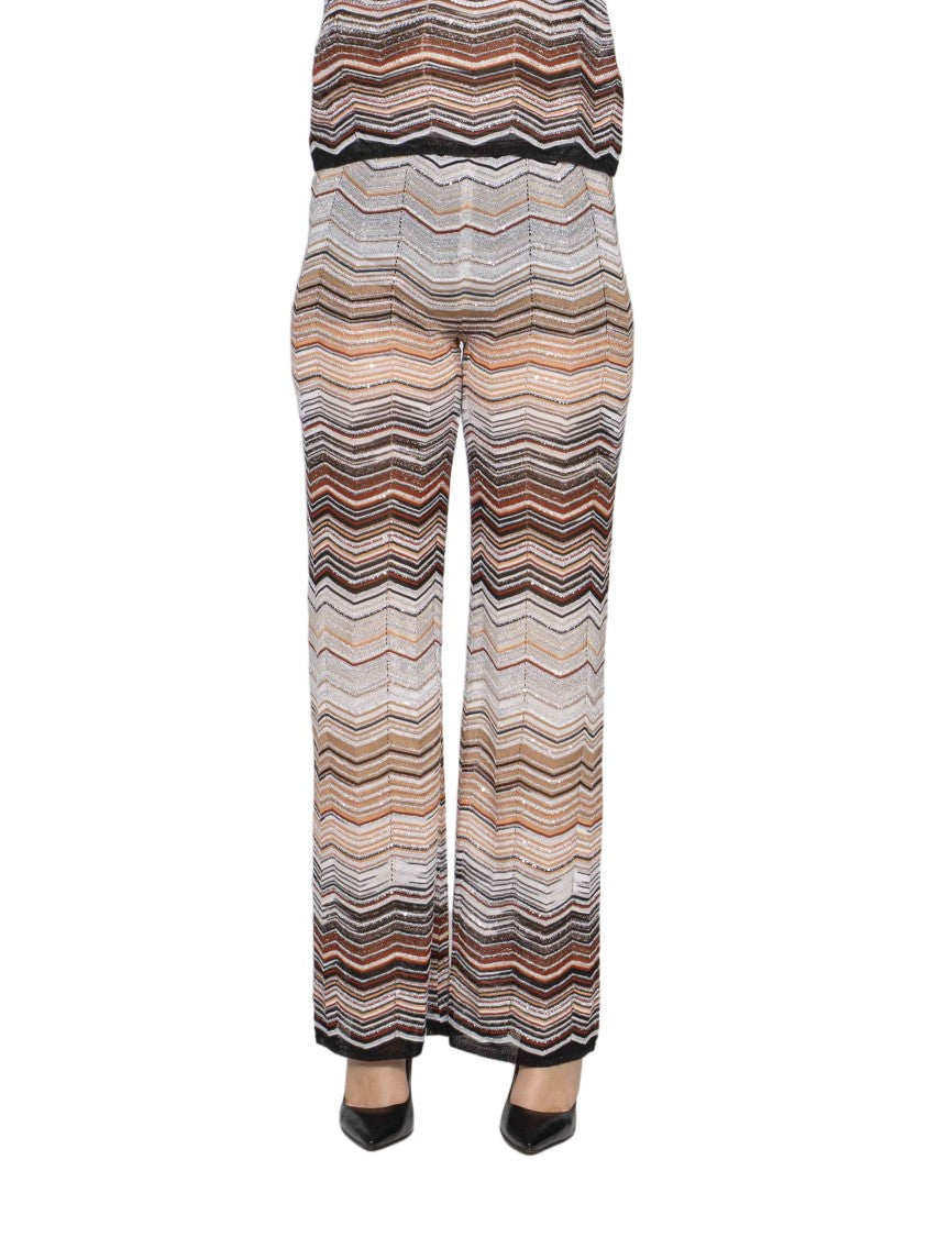 Missoni Zigzag Pattern Earthy Tones Wide-Leg Pants