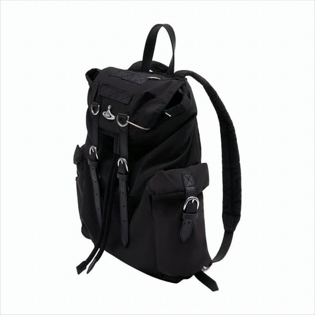 Vivienne Westwood Structured Black Backpack With Flap Top