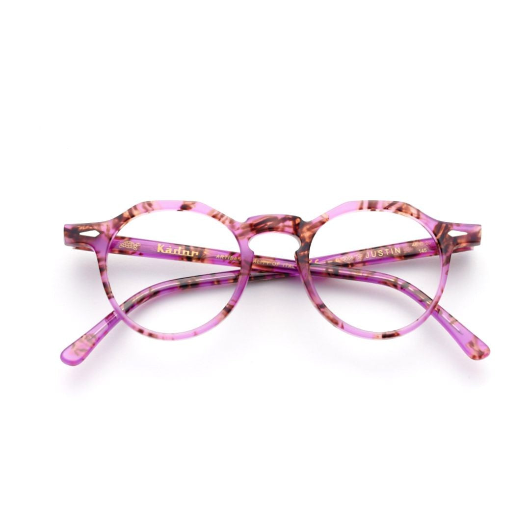Kador Justin Translucent Pink Round Frame Eyeglasses With Marbled Accents