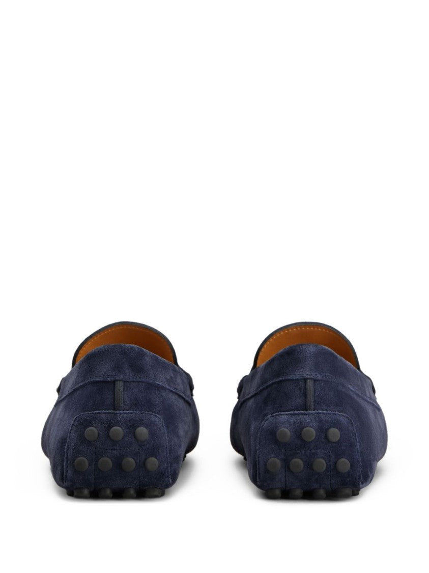 Tod's Blue Calfskin Suede Driving Loafers