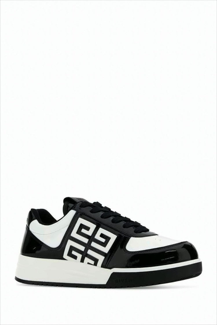 Givenchy Glossy Calf Leather Sneakers With Geometric Logo