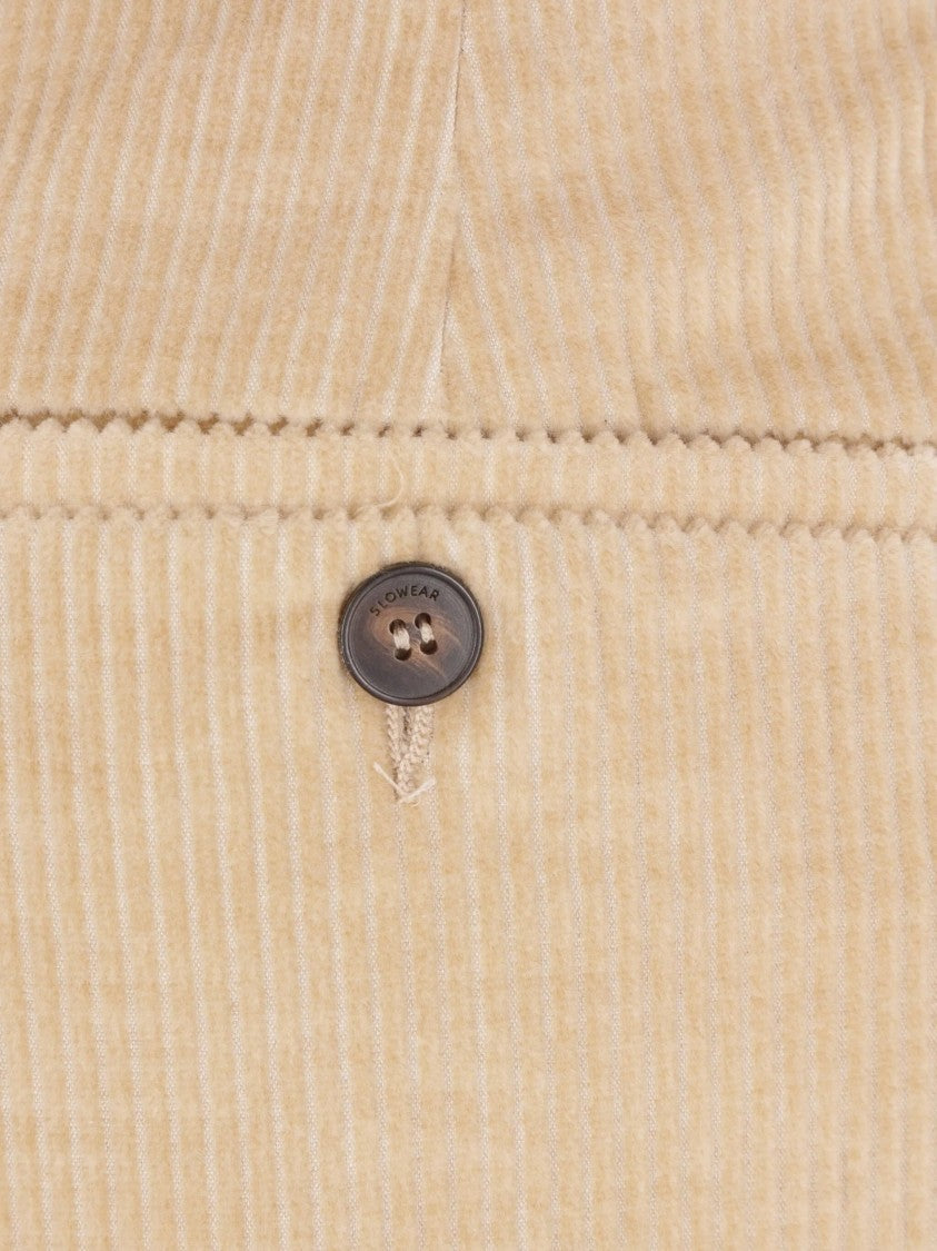 Incotex Beige Wide-Leg Textured Corduroy Pants