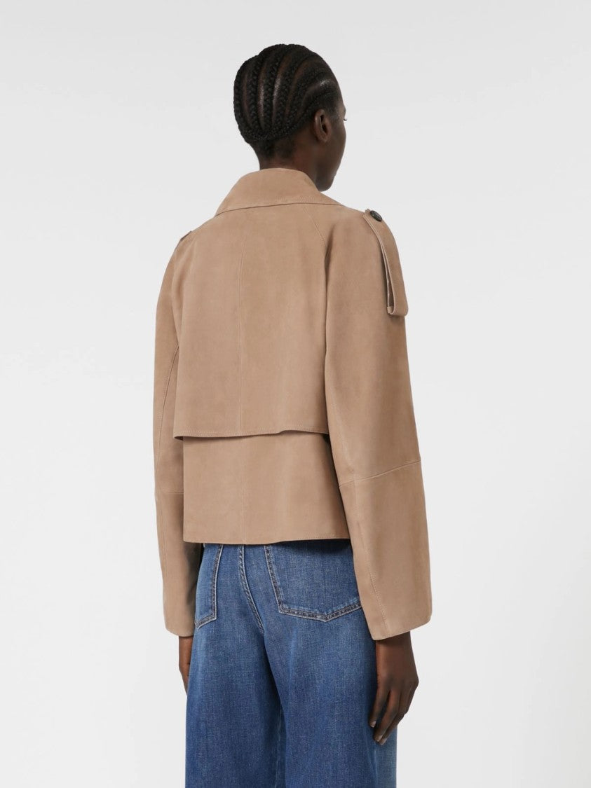 Max Mara Double-Breasted Lambskin Jacket With Boxy Silhouette