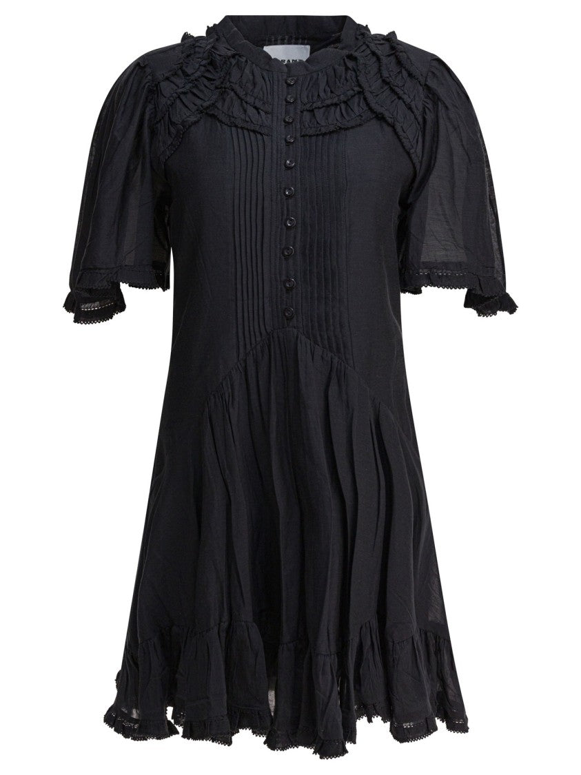 Isabel Marant Étoile Flowing Black Dress With Puffed Sleeves