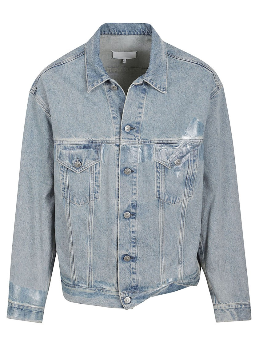 Maison Margiela Light Wash Denim Jacket With Distressed Accents