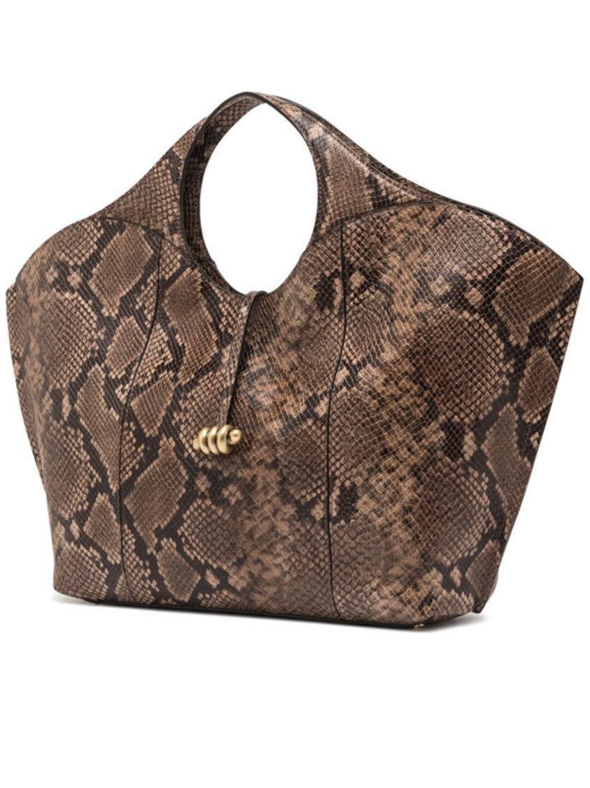 Gianni Chiarini Structured Shoulder Bag With Snakeskin Pattern