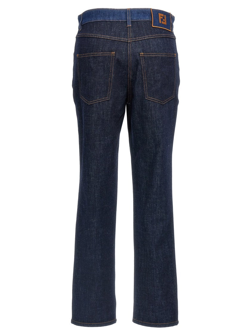 Fendi Two-Tone Cotton Denim Jeans