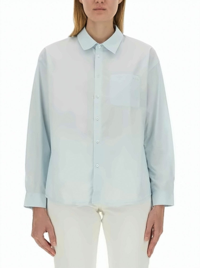 A.P.C. Light Blue Button-Up Shirt With Classic Collar