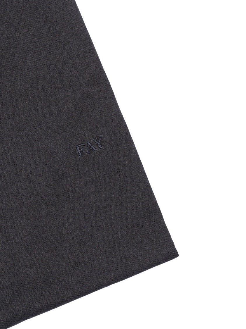 Fay Black Cotton Jersey Frosted Polo Shirt