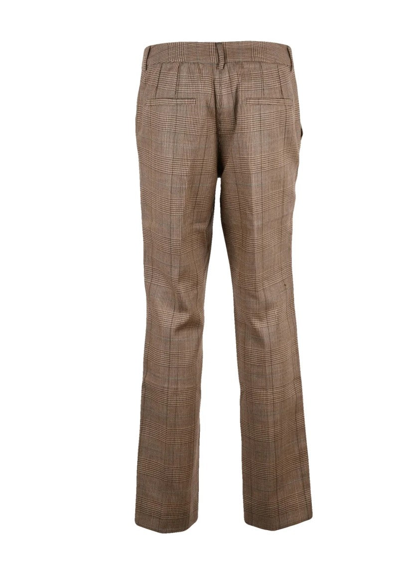 Marella Beige/Brown Plaid Virgin Wool Pants