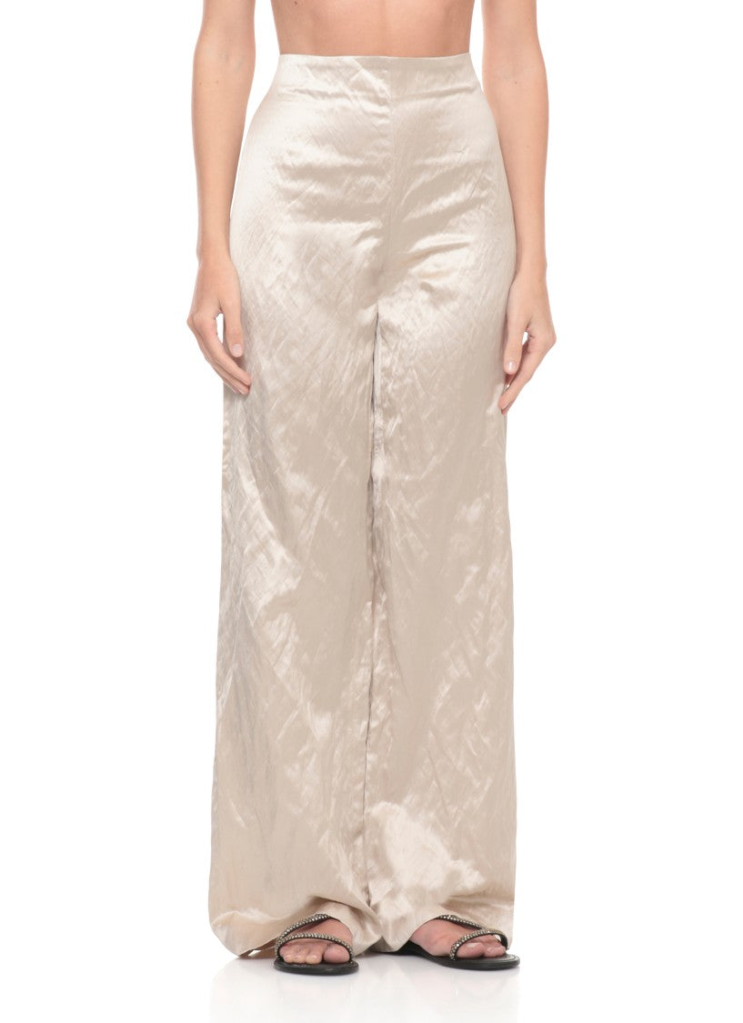 Antonelli Firenze Beige Patrizio Viscose Wide-Leg Pants