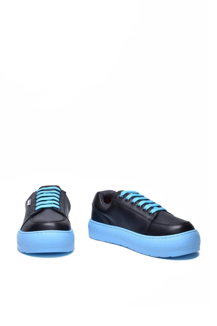 Sunnei Leather Sneaker - Black/Light Blue