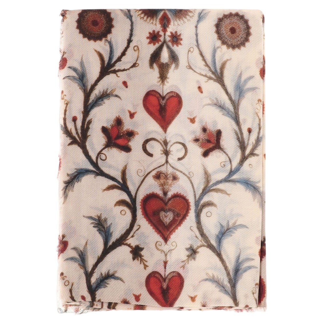 Faliero Sarti Rectangular Wool And Cashmere Scarf With Intricate Pattern