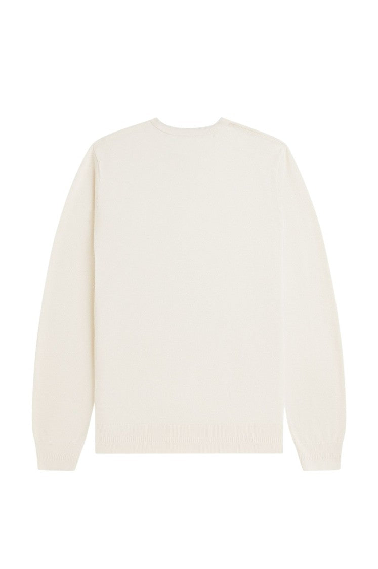 Fred Perry Cream Crewneck Sweater With Ribbed Details