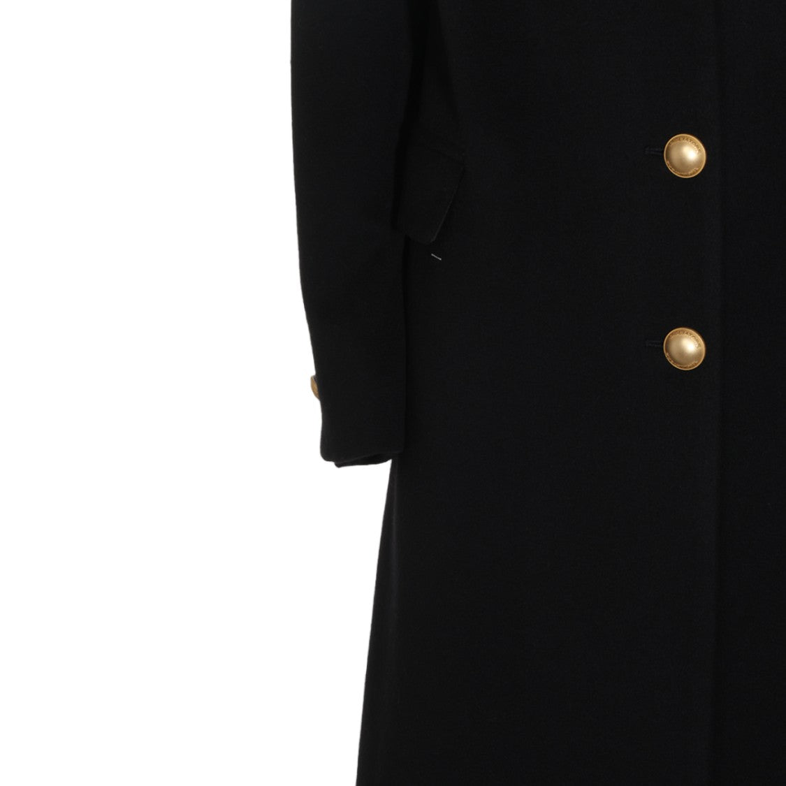 Tagliatore Black Gold Accent Structured Lapel Long Coat
