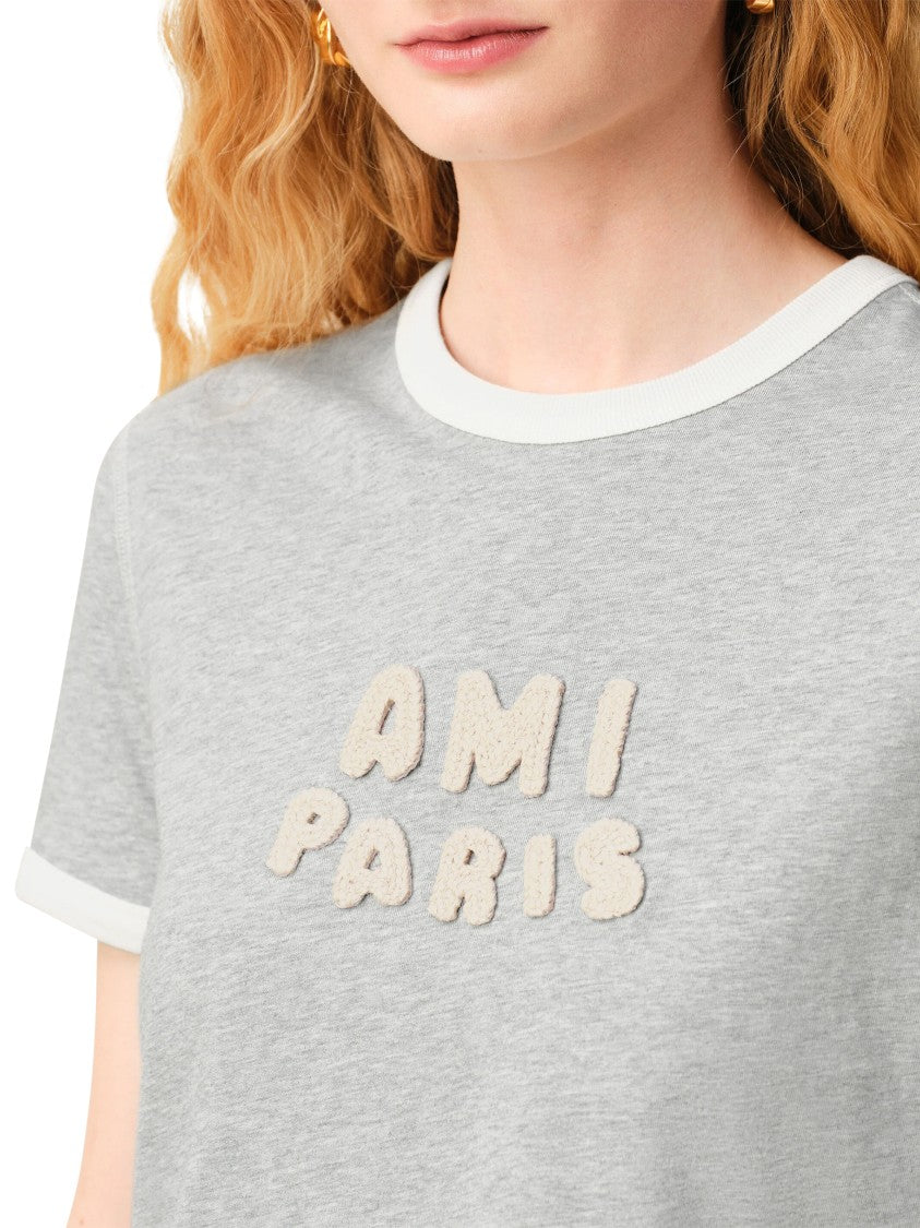 Ami Paris Short-Sleeve Classic Fit T-Shirt With Knitted Patch