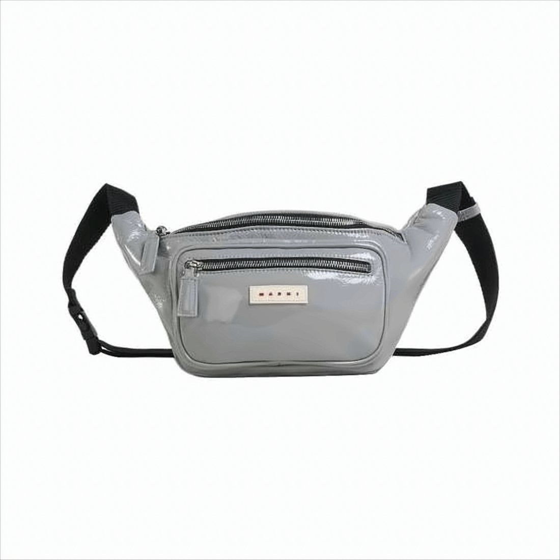 Marni Glossy Belt Bag With Structured Silhouette And Zip Compartments