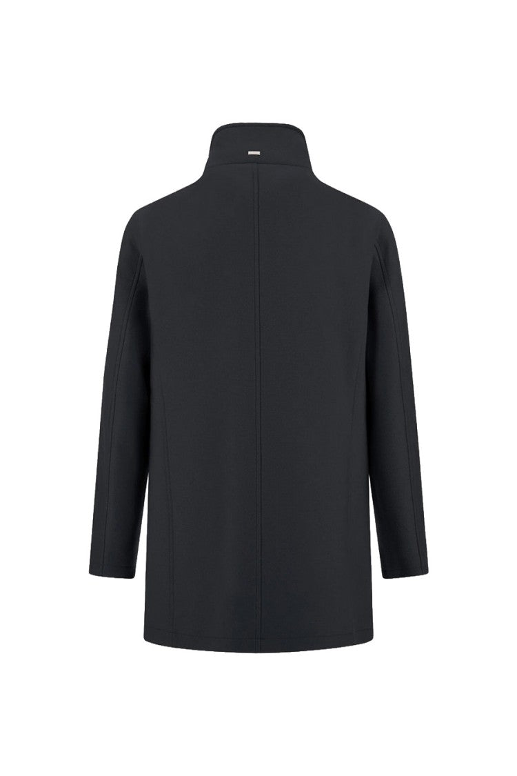 Herno Navy Stand-Collar Wool-Blend Coat